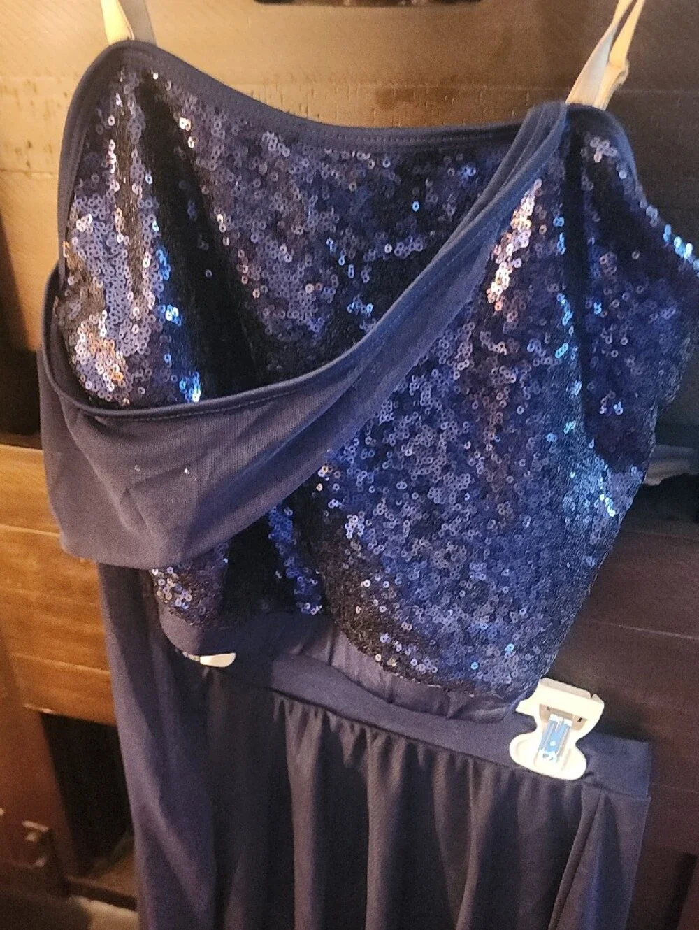 Navy Sequin Two-Piece Dance Costume And Hairpiece